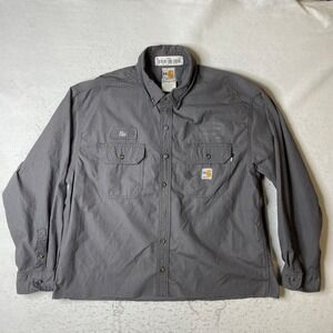 Carhartt FR Flame Resistant Work Shirt Mens XL Grey Button Down NFPA 2112 CAT 2